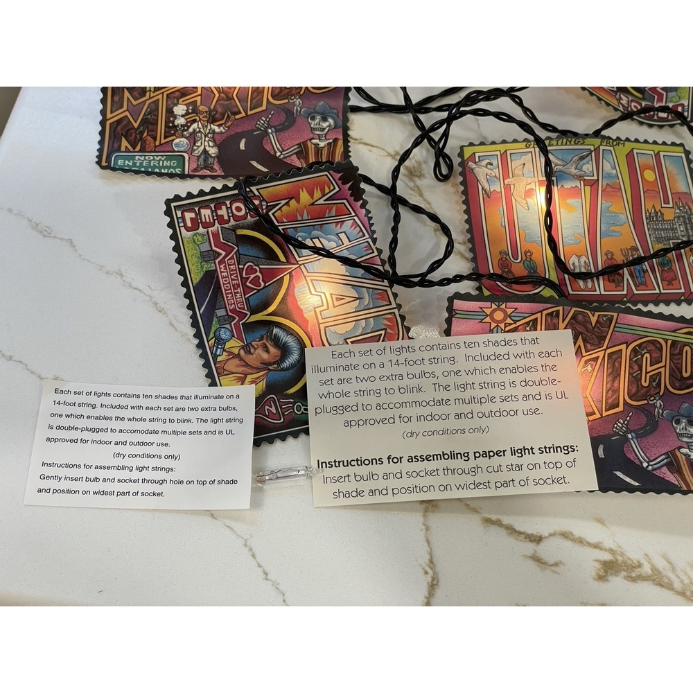Vintage Primal Lite Southwest Postcard String Lights 14 ft Americana Retro Funky - Picture 5 of 6